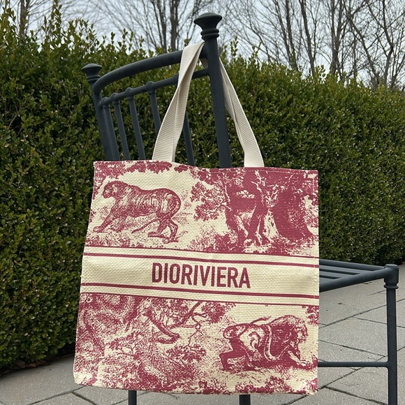 CHRISTIAN DIOR Straw Dioriviera Red VIP Tote - Picture 3 of 13